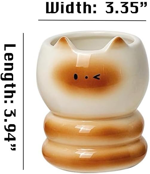 Ceramic Toothbrush Cup Holder - Cute Cat Shape White
