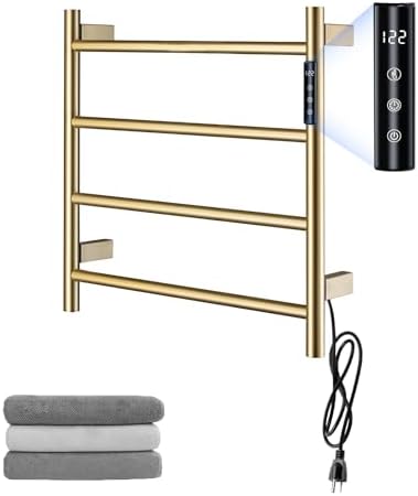 TRJIKAG Heated Towel Racks 4 Bars Electric Warm Towel Dryer Gold