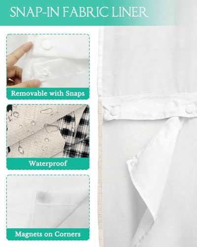 No Hook Easter Bunny Shower Curtain Set Black Checkered