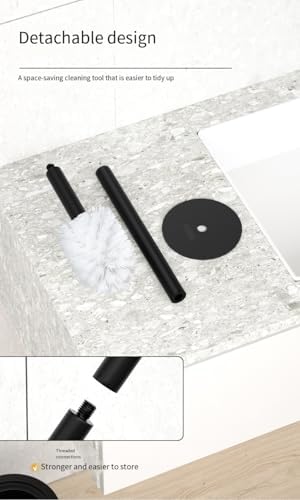 Detachable Toilet Brush with Holder - Black and Grey