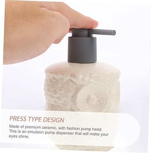 PRETYZOOM Modern Owl Ceramic Lotion Dispenser 440ml Reusable Soap Bottle