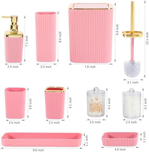 Viowil 9-Piece Pink Bathroom Accessory Set