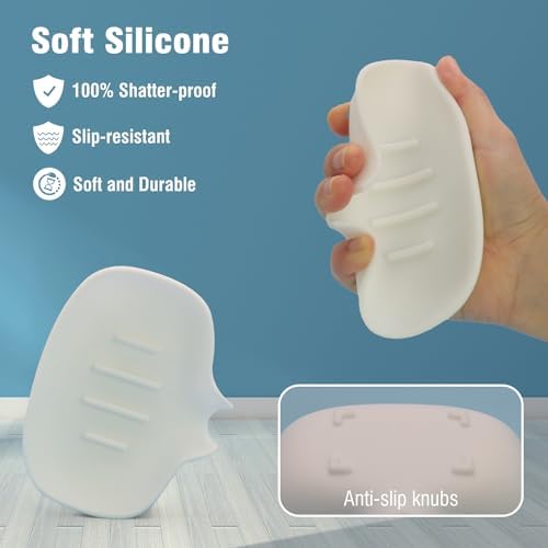 3 Pack Soap Bar Holder Quick Drainage Silicone Dishwasher Safe White
