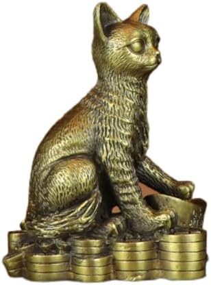 Usoway Copper Cat Figurine for Home Office Decor
