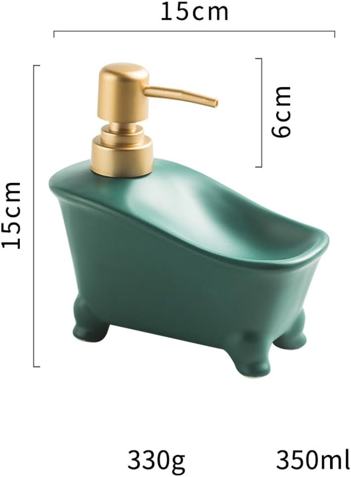 2 in 1 Ceramic Soap Dispenser with Sponge Holder 350ml