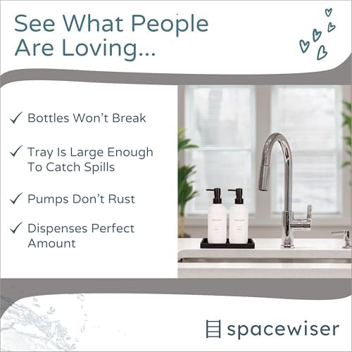ShatterFree Soap Dispenser Set - 16 oz PET Plastic with Pump Tray