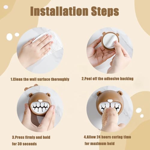 MayFancy Adorable Bear Adhesive Hooks 2pcs
