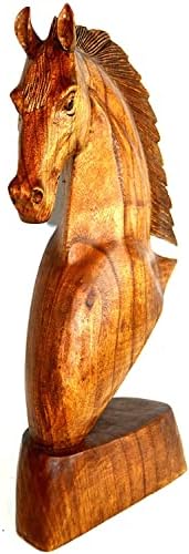 WorldBazzar 20 Inch Hand Carved Mahogany Horse Head Statue