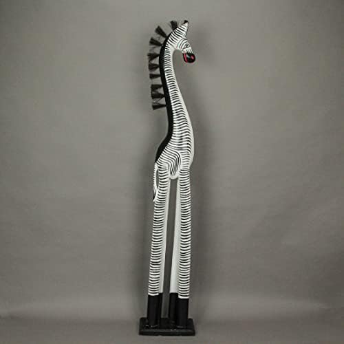 Zeckos Hand-Carved Zebra Statue 36 Inches Tall