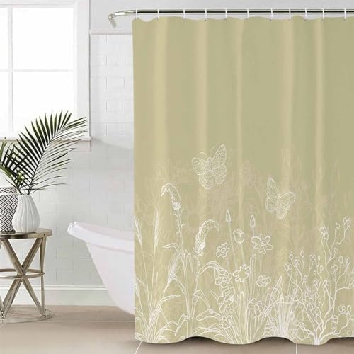 ZOE GARDEN Ivory Yellow Floral Shower Curtain Set