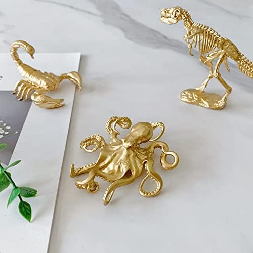 Pewery Gold Mini Octopus Figurine Home Office Garden Decor