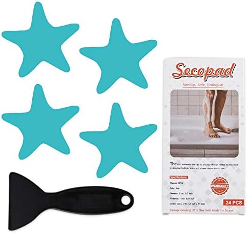 Anti-Slip Bathtub Stickers with Premium Scraper - Blue