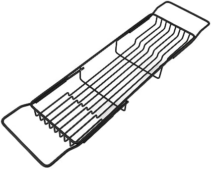 Fafeicy Metal Marble Bathtub Tray with Anti-Slip Retractable Shelves