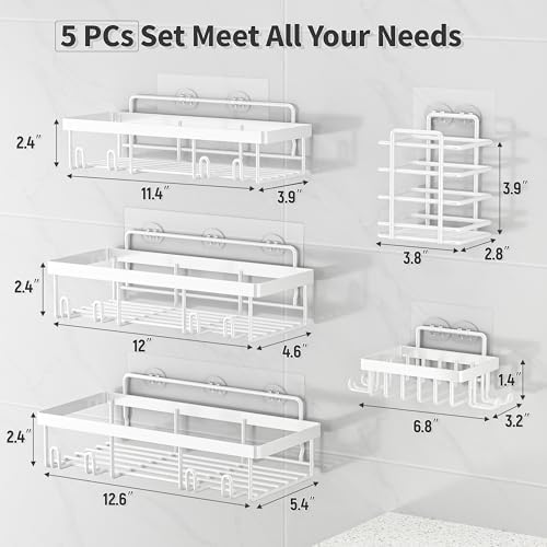 Liuoud 5 Pack Shower Caddy Organizer Set White