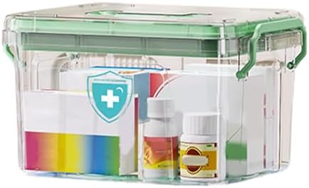 Household Medicine Organizer with Clear Layers and Secure Lid 1