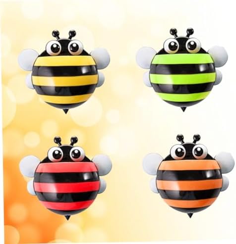 4pcs Cartoon Bee Wall Mount Toothbrush Holder with Suction Cup