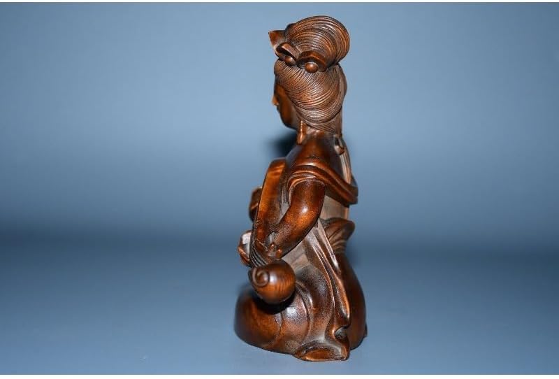 Handcrafted Boxwood Lute Player Meditating Figurine