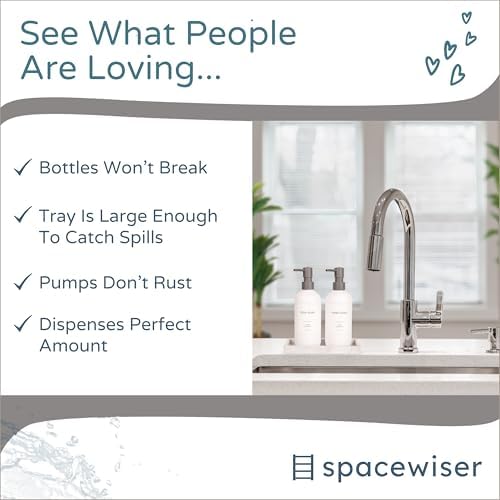 Spacewiser Shatter-Free Soap Dispenser Set with Pump and Tray
