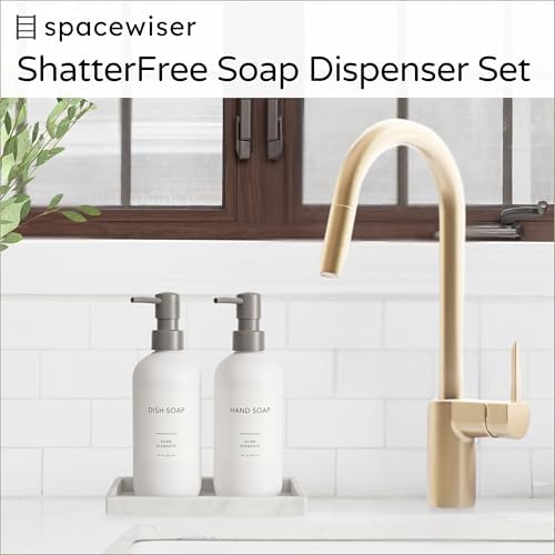 Spacewiser Shatter-Free Soap Dispenser Set with Pump and Tray