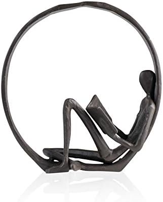 Danya B Contemporary Encircled Reader Cast Iron Sculpture Single Male