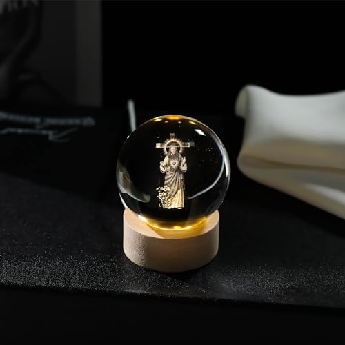 3D Crystal Jesus Cross Statue with LED Light Base 1