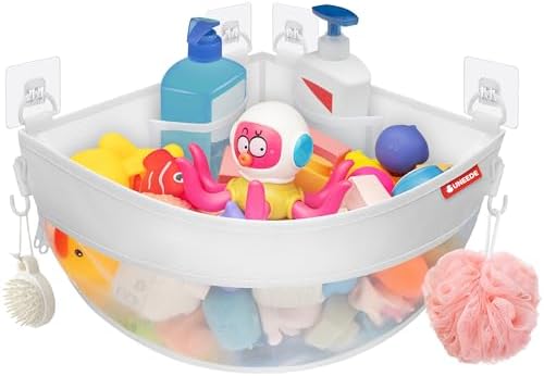 UNEEDE 432 Gallons Corner Mounted Bath Toy Storage Holder