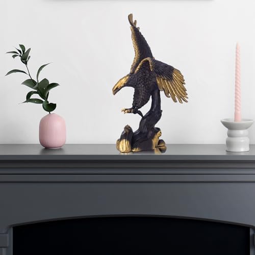 YouFine Brass Eagle Spread Wings Statue - Modern Home Office Decor