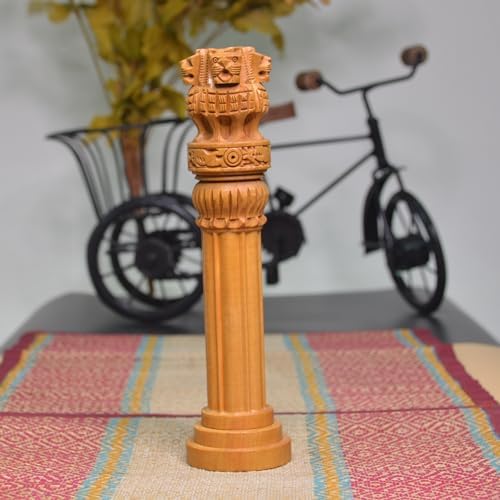 Wooden Ashoka Pillar 8 Inch Desk Table Decoration