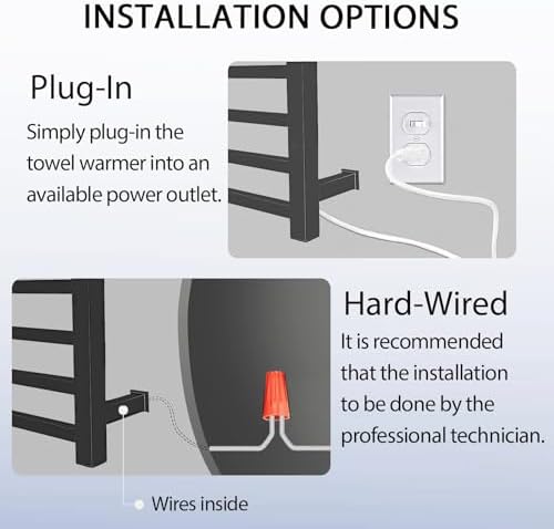 XBVV Matte Black 10-Bar Towel Warmer Rack with Timer and F Display