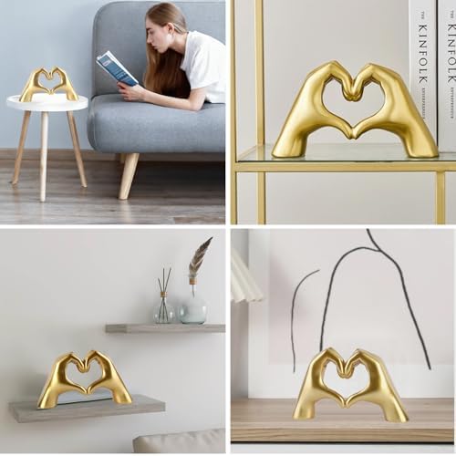 Heart Hand Sculpture - Gold Big Hands Decor Statue