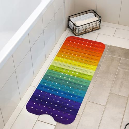 Lnond Rainbow Bathtub Mat 40 x 16 Inch Non-Slip