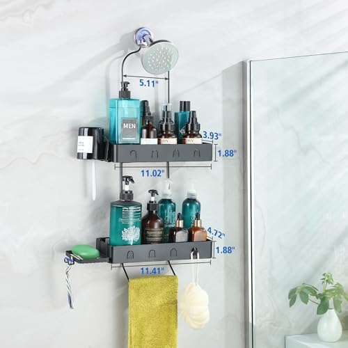 DAOYA Black Waterproof Shower Caddy with Hooks