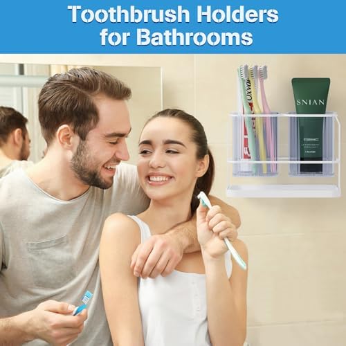 VACONICO 2 Cup Toothbrush Holder with Drain Tray