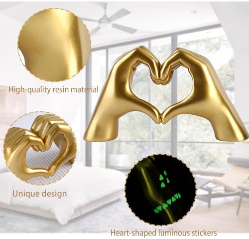 Heart Hand Sculpture - Gold Big Hands Decor Statue