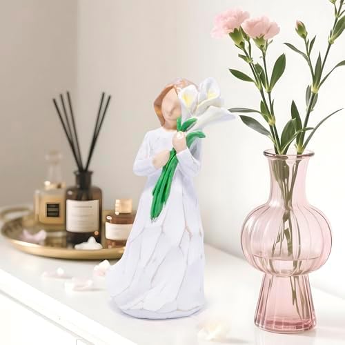 Hodao Hand-Carved Resin Mom Figurine - White Flower Mothers Day Keepsake