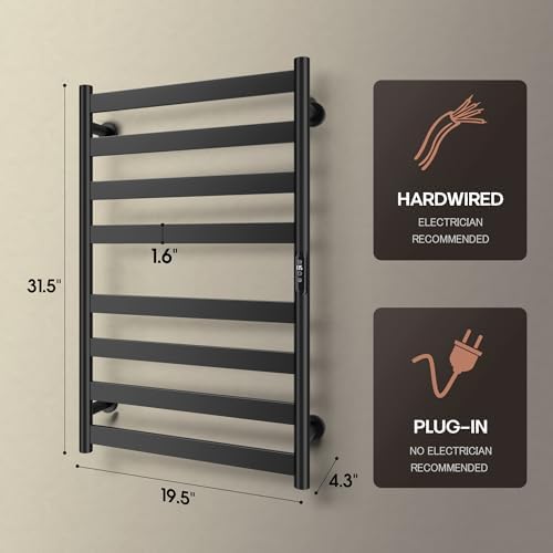 Poloma Paraheeter Towel Warmer with LED Display and Timer Matt Black