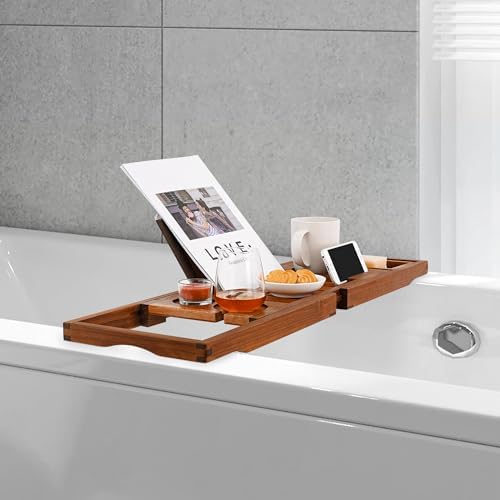 Utoplike Teak Bathtub Caddy with Tablet Holder