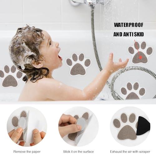 Secopad Non-Slip Bathtub Stickers 24pcs Bear Paw Design
