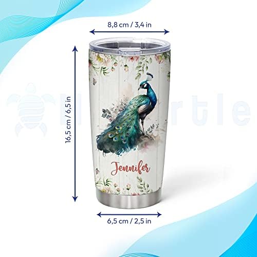 Hyturtle Personalized Peacock Tumbler 20oz With Lid