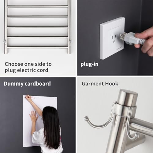 NORTTA Wall Mounted Towel Warmer 12 Bars with Plug-in and Hardwired Options