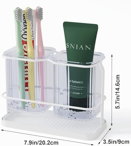 VACONICO 2 Cup Toothbrush Holder with Drain Tray