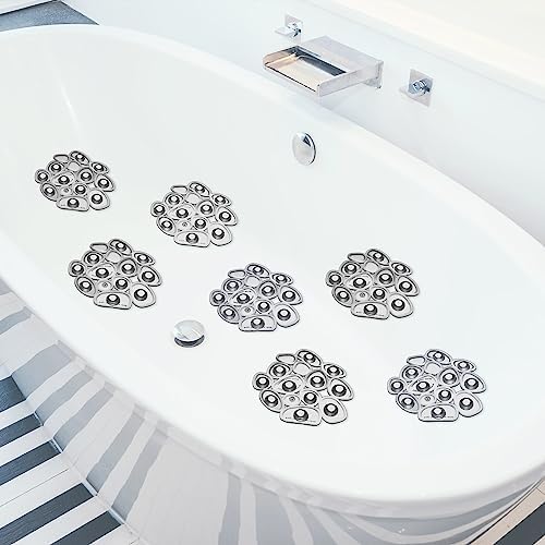 Riakrum Non-Slip Bath Treads with Suction Cups - 12 Count Set Gray