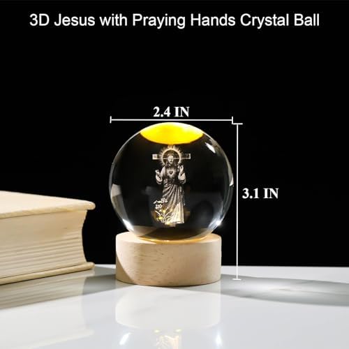 3D Crystal Jesus Cross Statue with LED Light Base 1