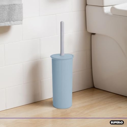 Superio Decorative Toilet Brush Set with Holder Blue