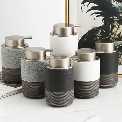 Ceramic Foaming Hand Soap Dispenser with Easy-to-Press Pump White