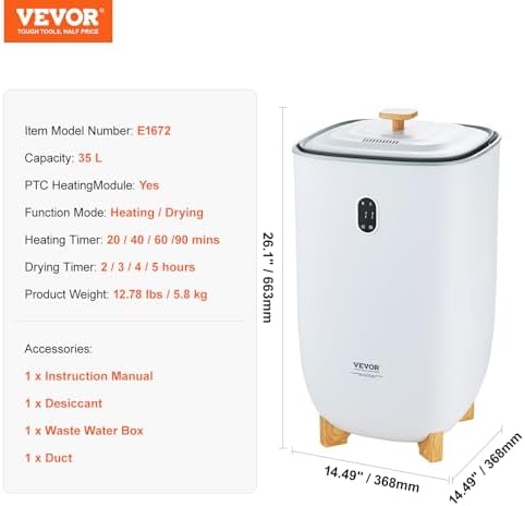 VEVOR 35L Towel Warmer with 4 Drying Modes and LED Display