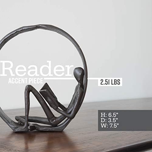 Danya B Contemporary Encircled Reader Cast Iron Sculpture Single Male