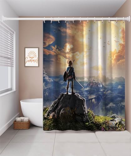 Boys Party Shower Curtain with 12 Hooks Orange 60x72 Inch