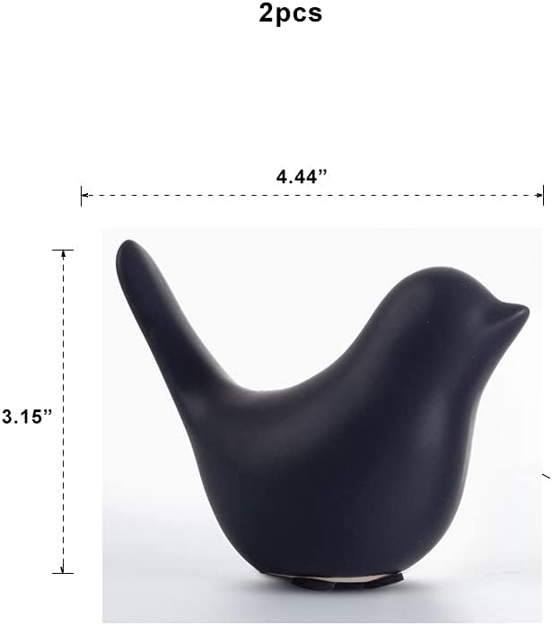 Home Small Ceramic Statues Black Birds Decor