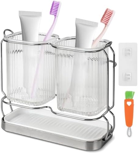 HDFCLUP White Toothbrush Holder with Drain Tray
